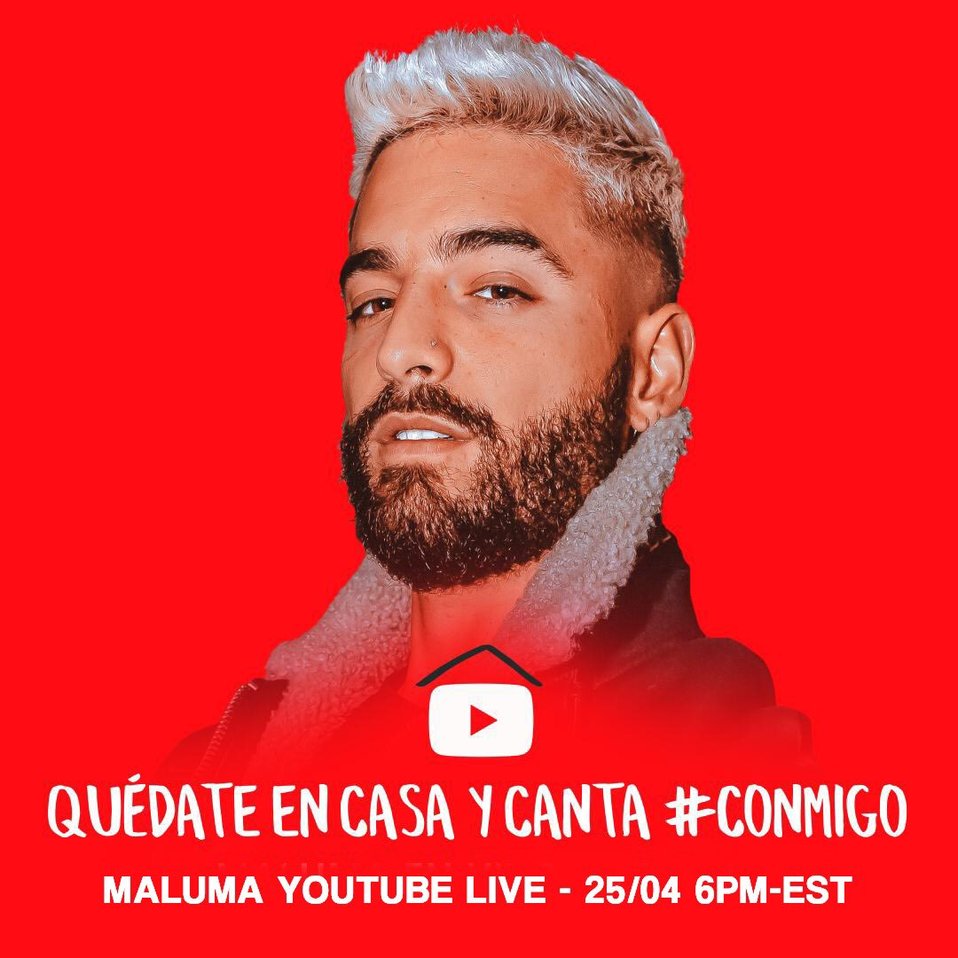 Maluma ofreció un recital en YouTube.