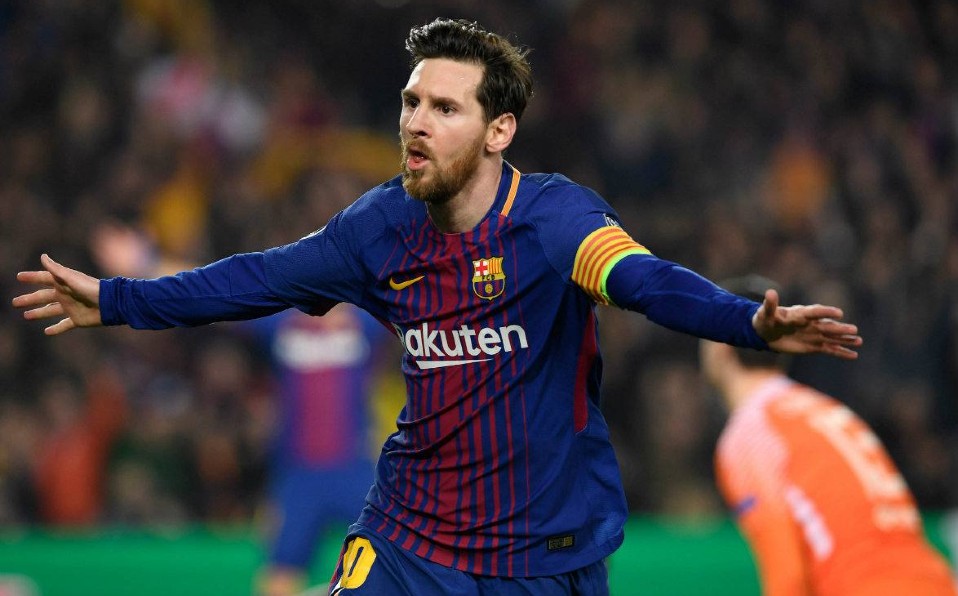 Messi celebra el gol más rápido que ha conseguido con el Barcelona. Foto: AFP