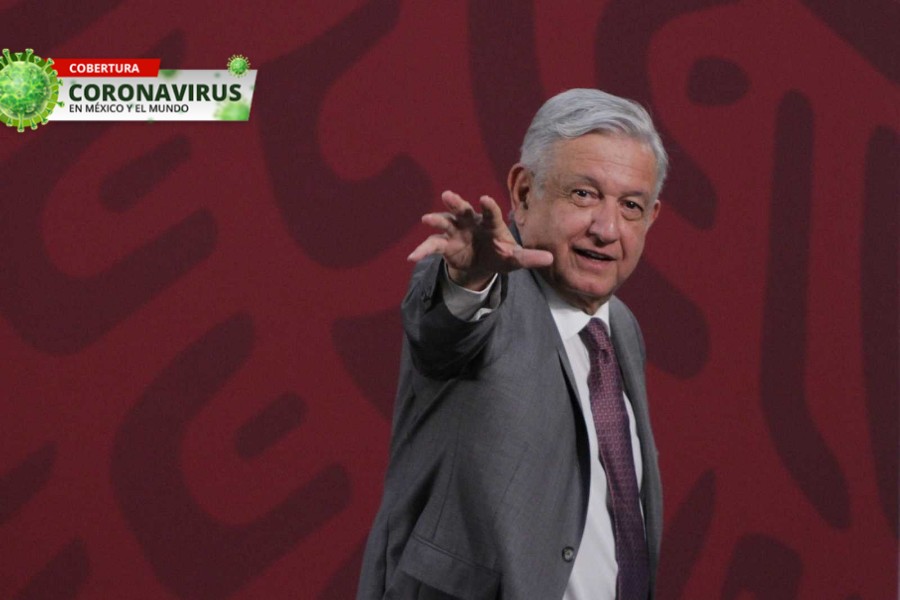 Andrés Manuel López Obrado atiende a la prensa desde Palacio Nacional. FOTO: Notimex.