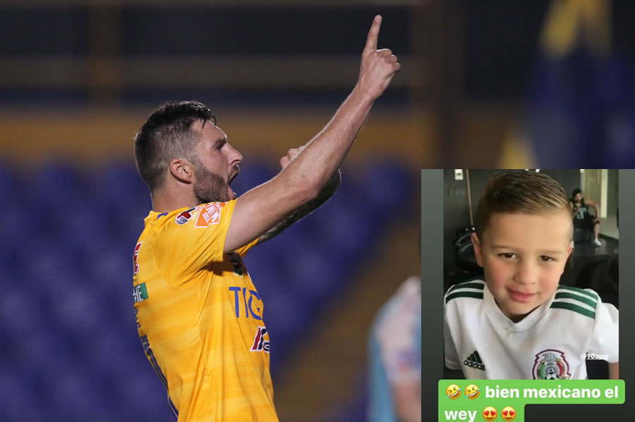 André-Pierre Gignac mostró a su hijo Eden con la playera del Tri. (Foto: Imago)