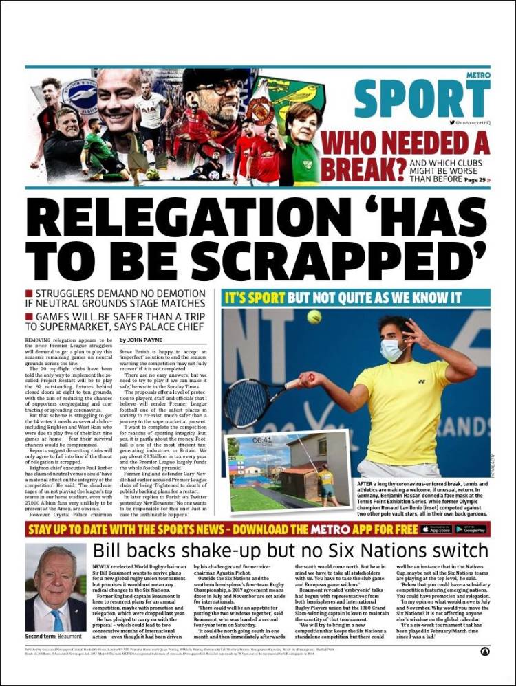 Periódico Metro Sport, Reino Unido