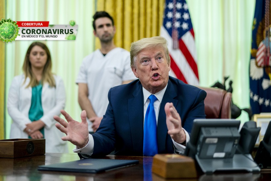 Trump atendió a la prensa. FOTO: AFP.