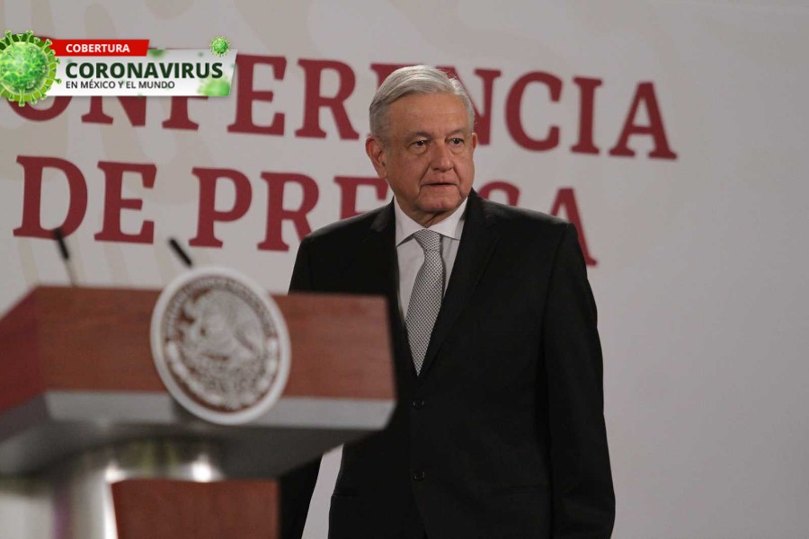 AMLO atiende a la prensa desde Palacio Nacional. FOTO: Notimex.