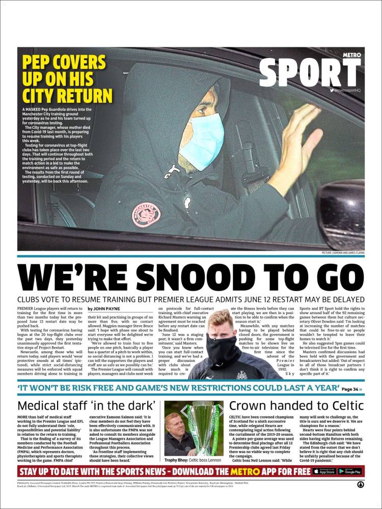 Periódico Metro Sport, Reino Unido