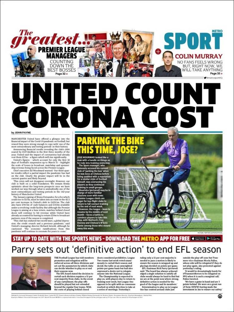 Periódico Metro Sport, Reino Unido
