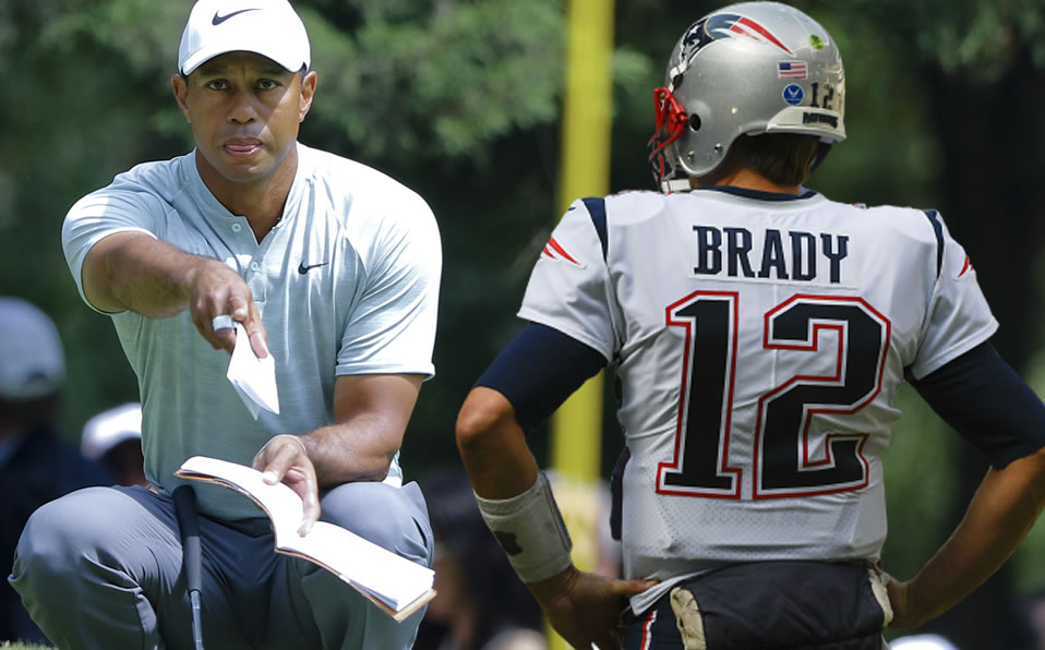 Tiger Woods y Tom Brady, probablemente las más grandes leyendas del golf y la NFL. (Imago7)