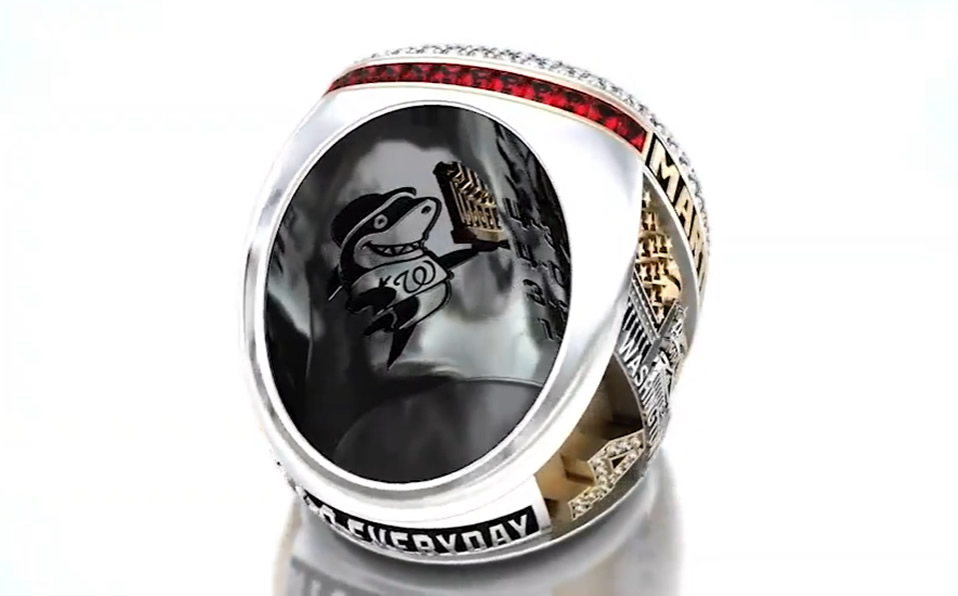 Los anillos fueron develados de manera digital por primera vez en la historia de MLB. (Foto: @Nationals)