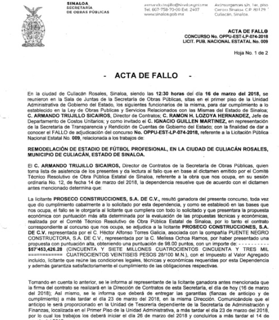 Documento estadio de Dorados