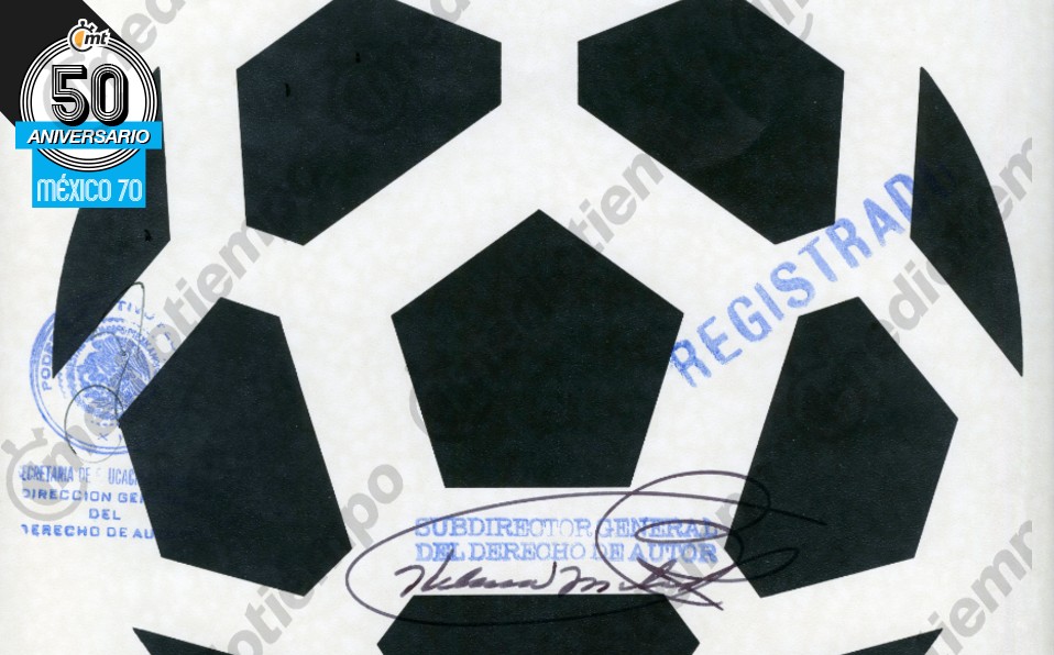 Imagen del documento de registro del logo del Mundial de México 70. Foto:  Cortesía Javier Ramírez Campuzano