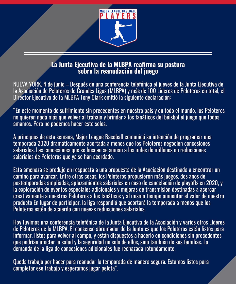 JUGADORES RESPONDEN: Queremos jugar pero no aceptamos propuesta