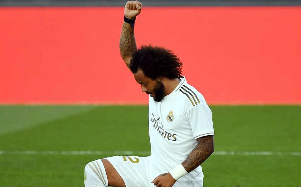 Marcelo marcó el tercer gol del Real Madrid contra Eibar en el regreso de LaLiga. (AFP)