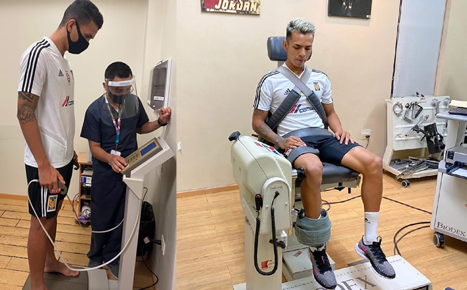Meza y Cardona durante las pruebas físicas. (Foto: @TigresOficial)