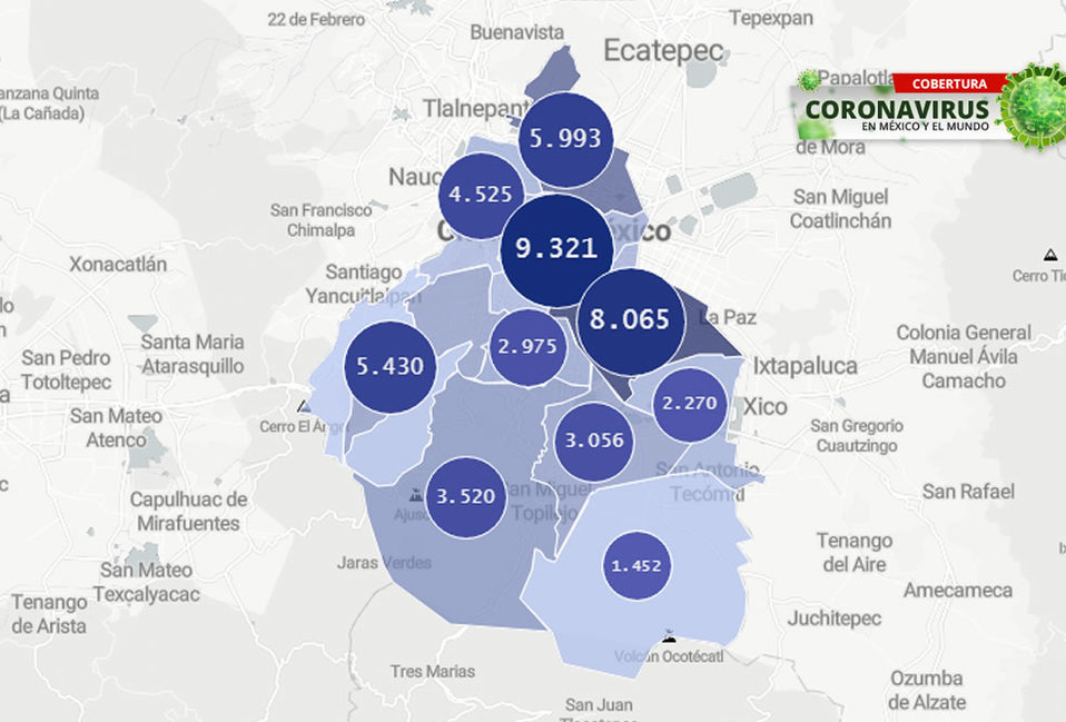 El Gobierno de la CDMX presentó el mapa de casos de covid-19 por colonia.