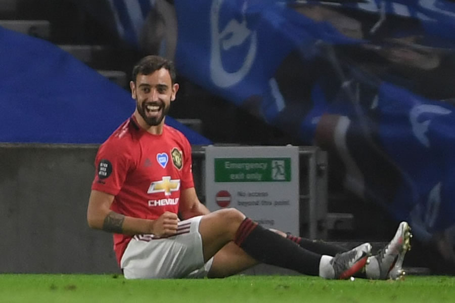 Bruno Fernandes marcó dos tantos en el triunfo del United. (Foto: AFP)