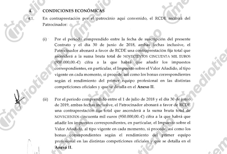 Parte del contrato de Quintana Roo y el Espanyol