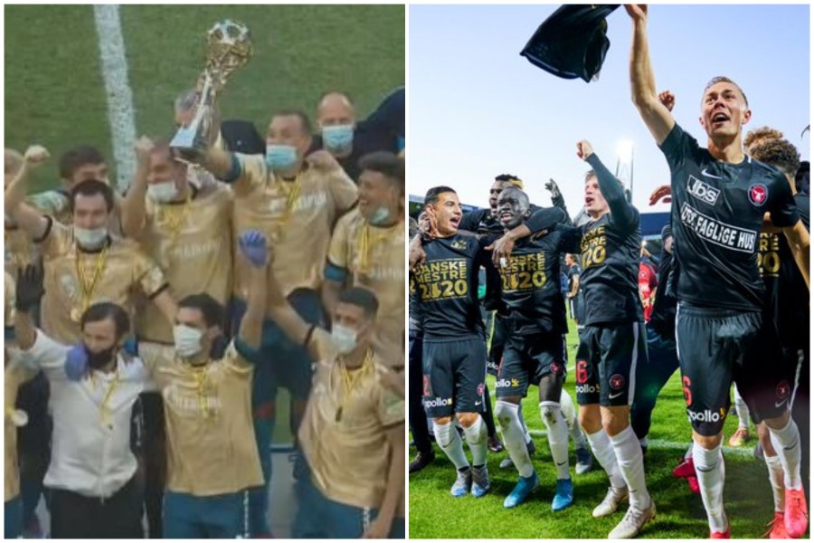 Rusos y daneses se dejaron llevar por la algarabía del campeonato.
