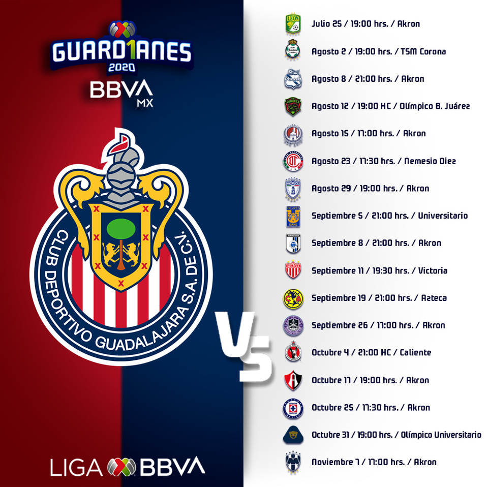 Calendario Chivas Guard1anes 2020