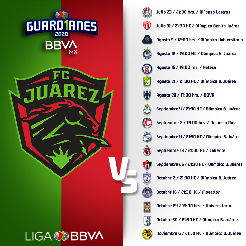 Calendario FC Juárez Guard1anes 2020