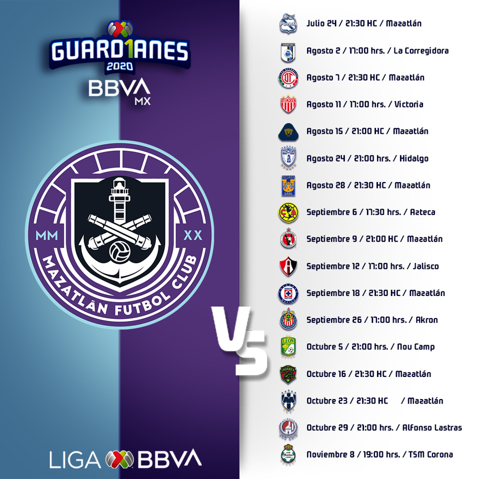 Calendario Mazatlán Guard1anes 2020