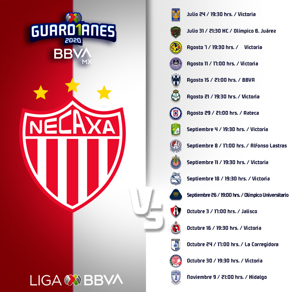 Calendario Necaxa Guard1anes 2020