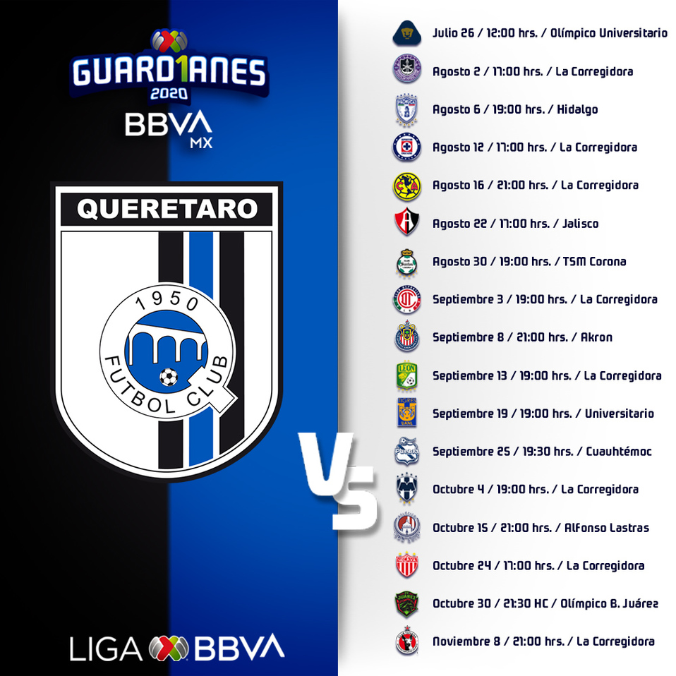 Calendario Querétaro Guard1anes 2020