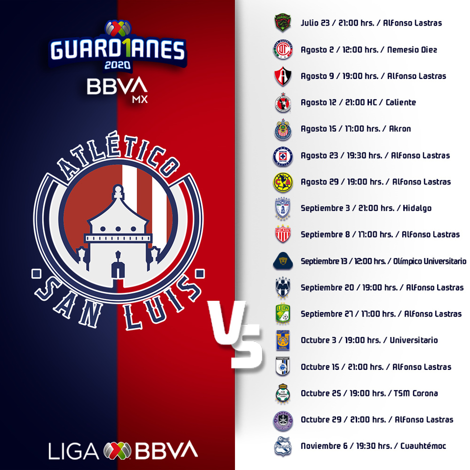 Calendario San Luis Guard1anes 2020