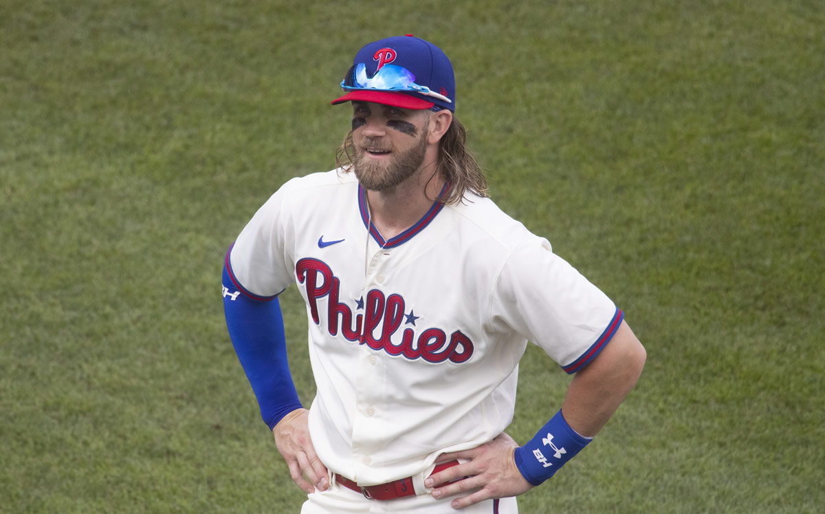 Bryce Harper de los Filis de Filadelfia en el Citizens Bank Park