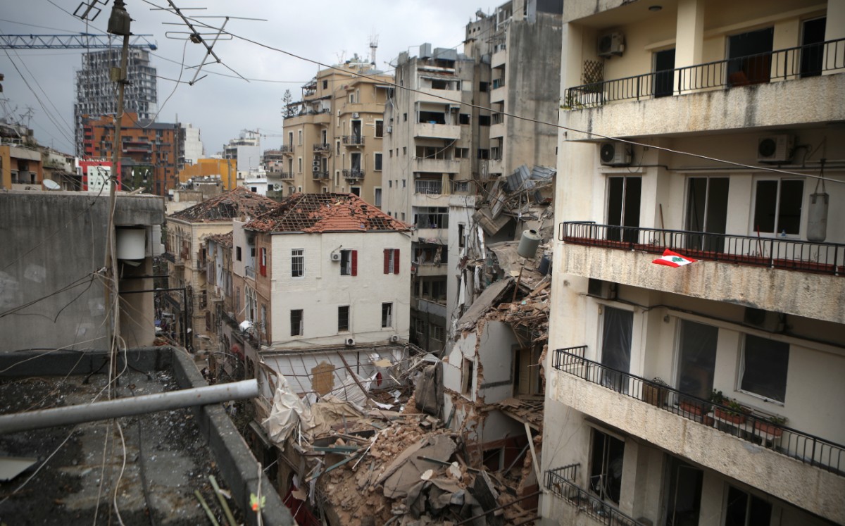 Imagen de la zona de la explosión en Líbano. Foto: AFP