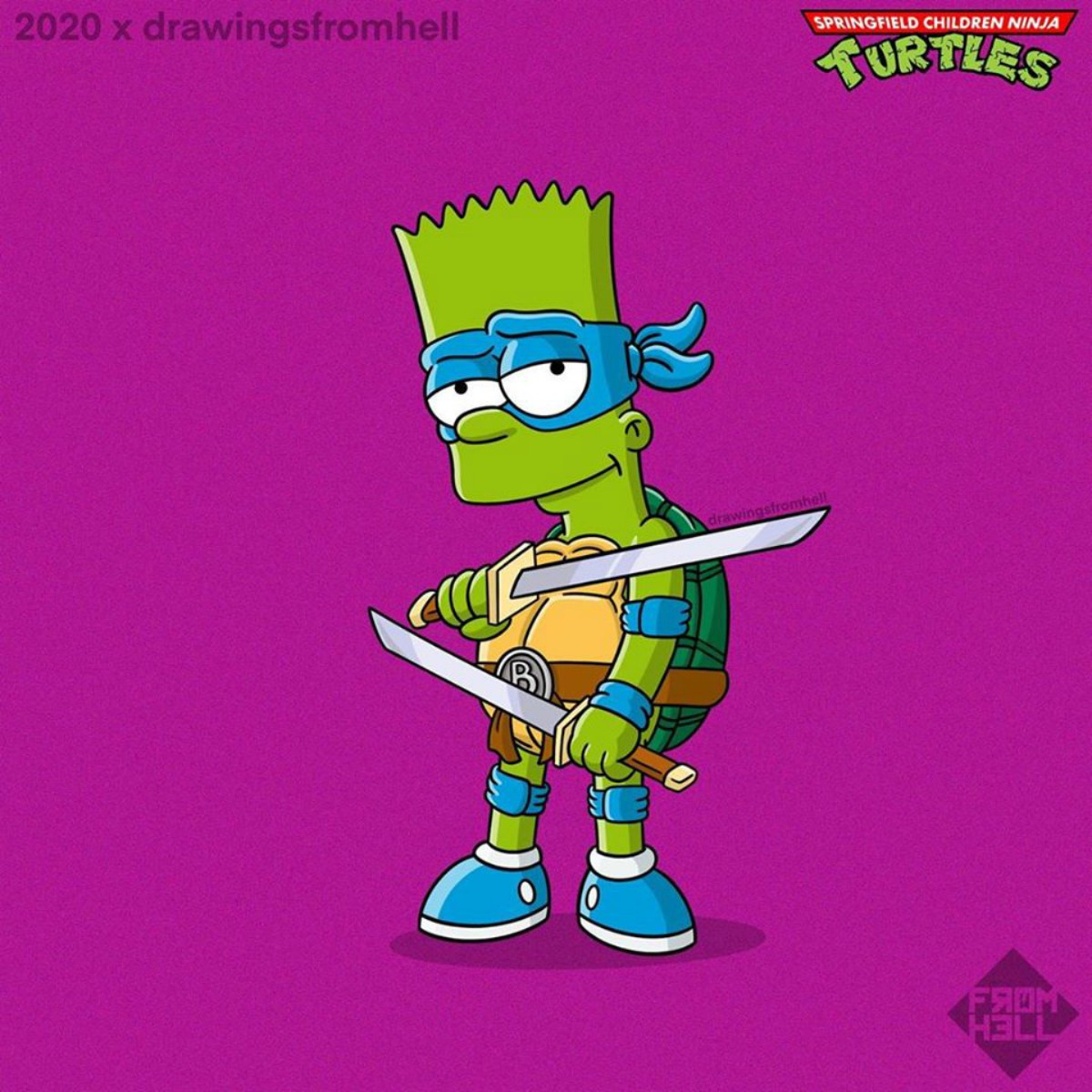 Bart como Leonardo (Instagram: @Drawingsfromhell)