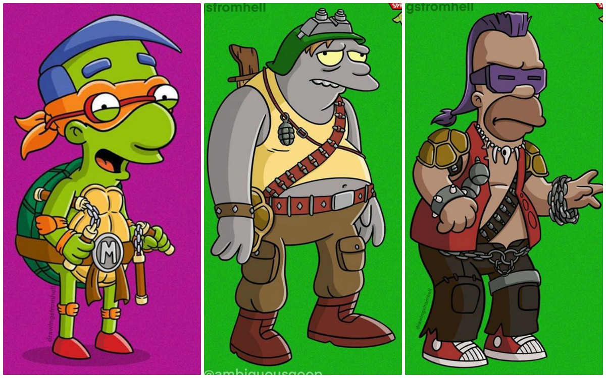 ¿Cómo serían los Simpson en el universo de las Tortugas Ninja? (Instagram: @Drawingsfromhell)