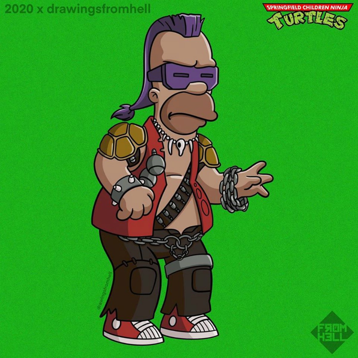 Homero Simpson como Bebop (Instagram: @Drawingsfromhell)
