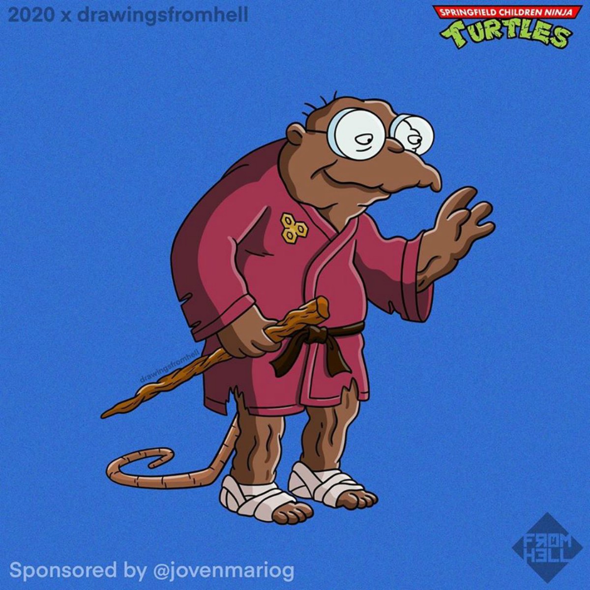 Juan Topo como el Maestro Splinter (Instagram: @Drawingsfromhell)