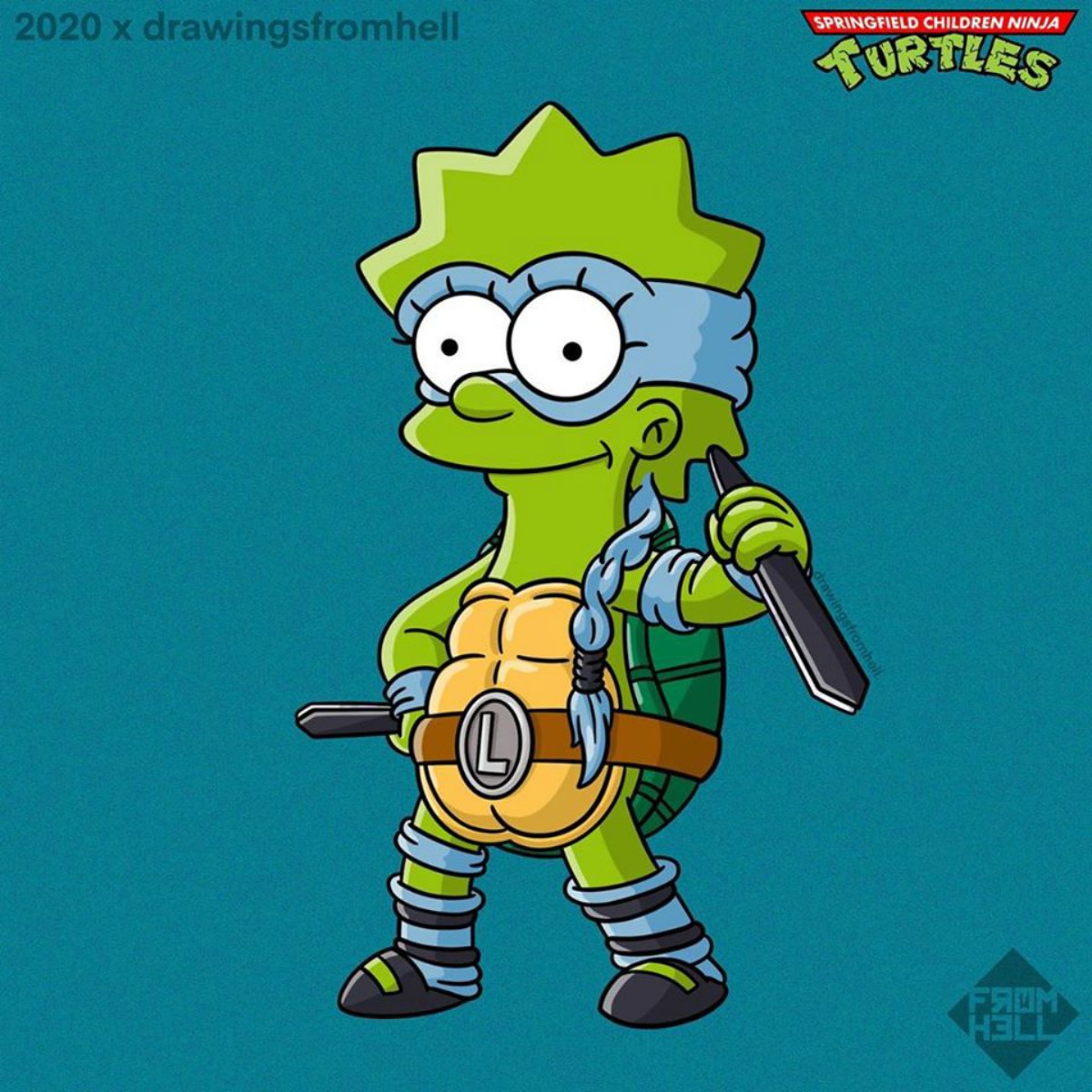Lisa como Leonardo (Instagram: @Drawingsfromhell)