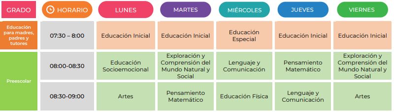 Horarios de preescolar (Foto: SEP)