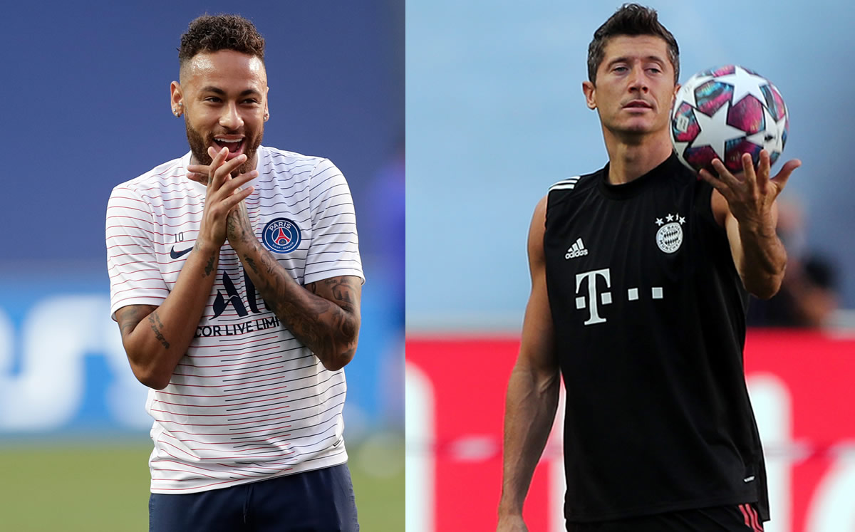 Neymar y Robert Lewandowski se verán las caras este domingo. (Foto: AFP)