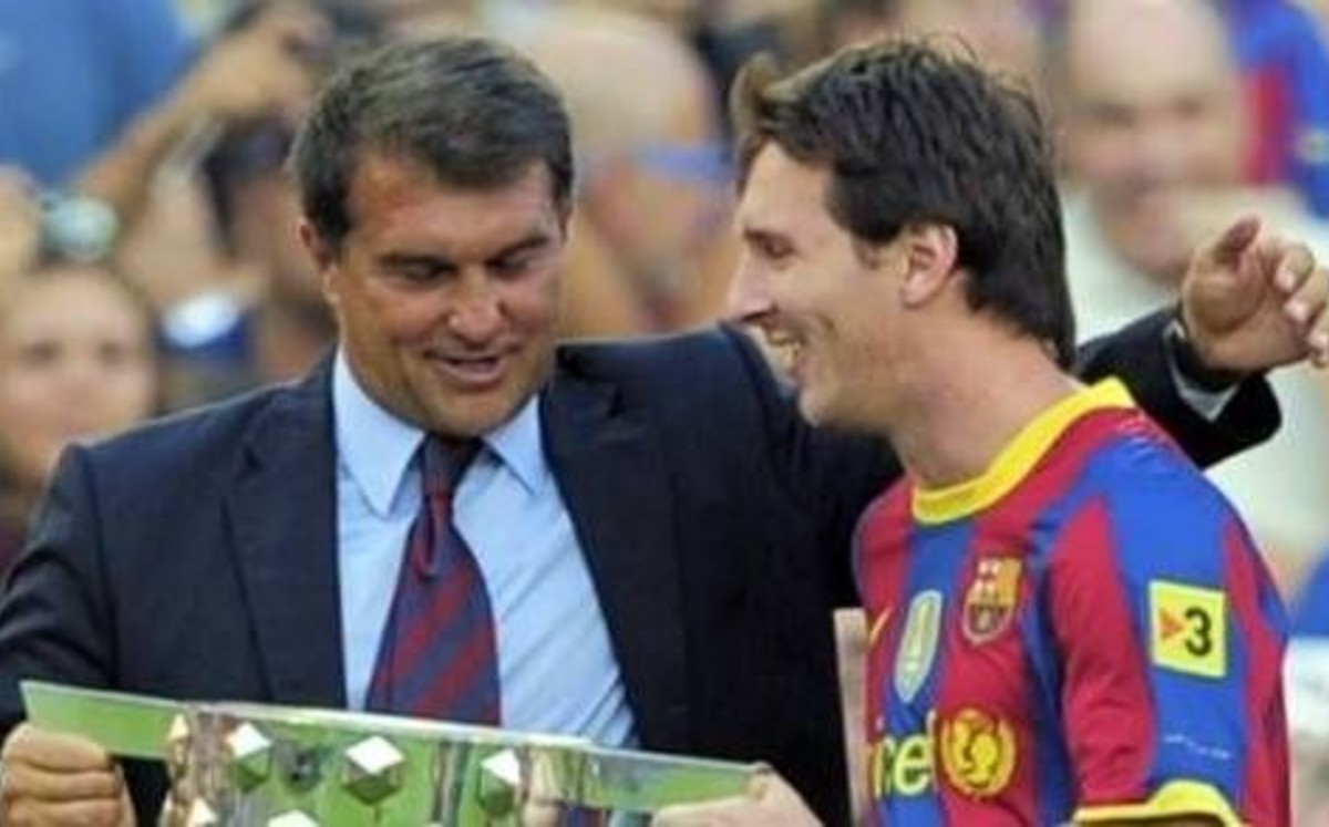 Laporta y Messi, en mejores tiempos en el Barcelona. Foto: EFE