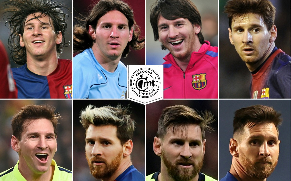 Messi y sus distintos rostros a lo largo del tiempo en el Barcelona. Foto: AFP