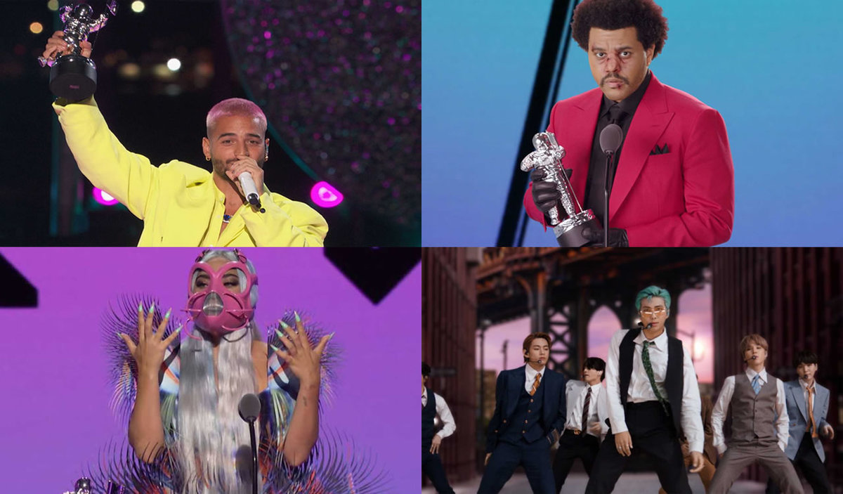 Maluma, The Weeknd, Lady Gaga y BTS ganaron al menos un premio en los MTV VMAs 2020. (AFP)