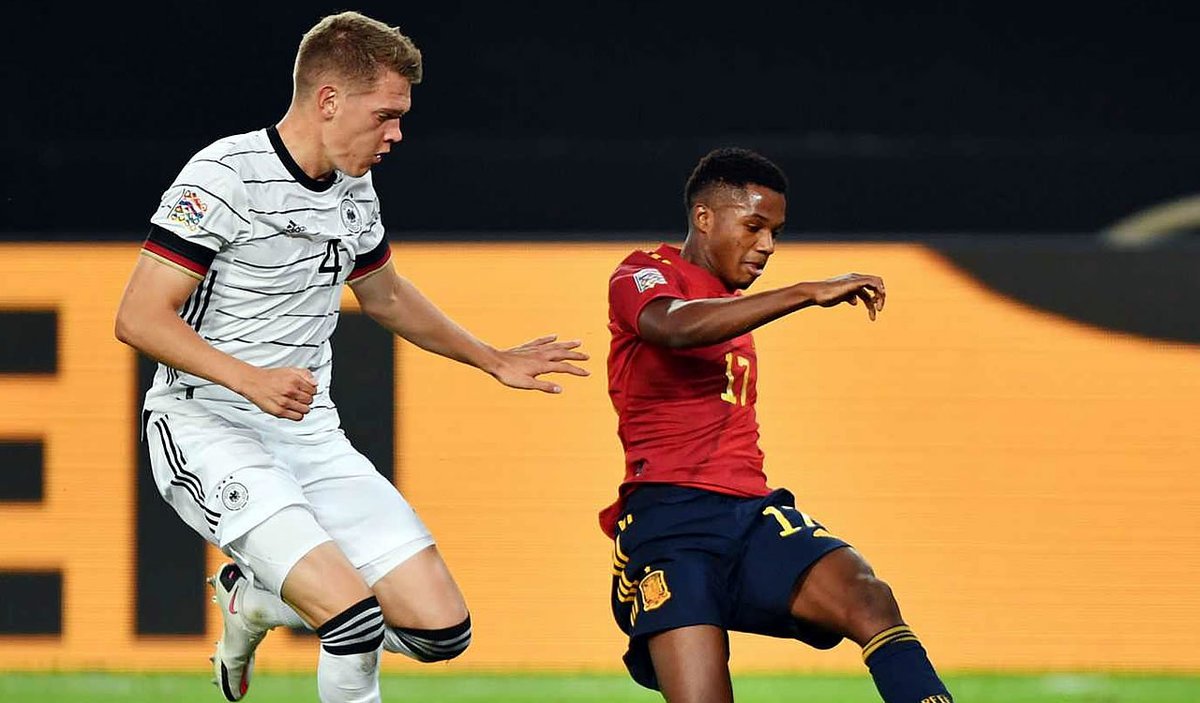 Ansu Fati jugó el segundo tiempo frente a Alemania en la UEFA Nations League. (EFE)