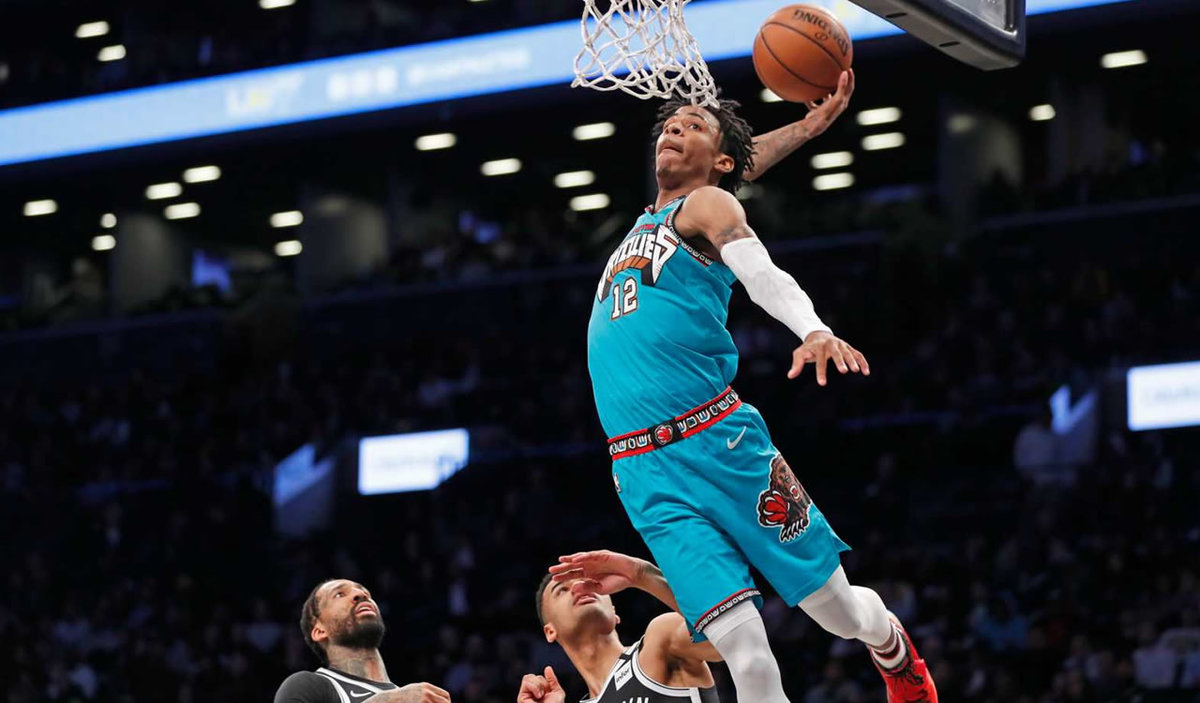 Ja Morant lideró a los novatos de la NBA en puntos, asistencias y porcentaje de tiros de campo. (AP)
