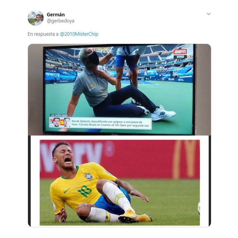 Mano en cuello, mirada extraviada y retorcerse como lombriz. Aprendió bien la señora de Neymar ¿o qué opinan?
