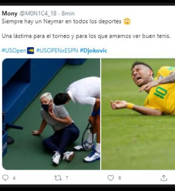 Los fanáticos del tenis están furiosos con la Sra. Neymar porque expulsaron a Djokovic del torneo.