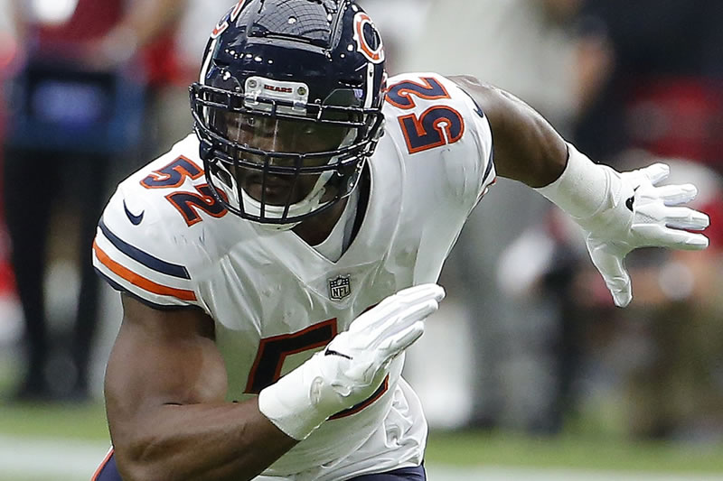 Khalil Mack | Bears: El ataque de Chicago fue una miseria y salvo un giro de 180°, Mack deberá comandar a la defensiva para dar pelea.