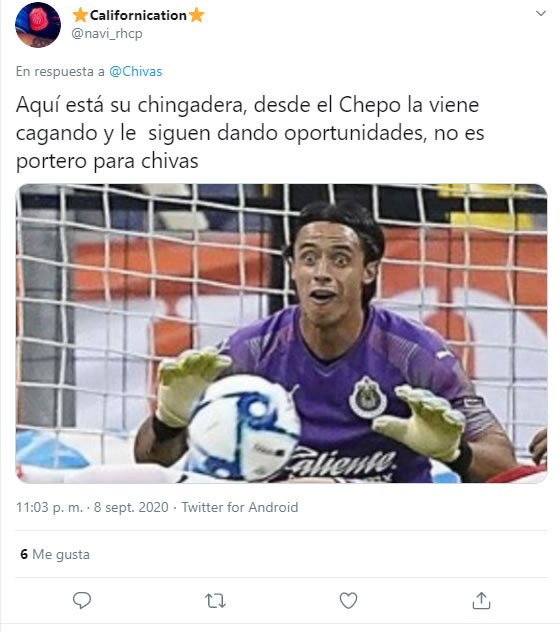 Es que con esa cara, ¿cómo confiar en que Chivas puede ser campeón con él de portero?