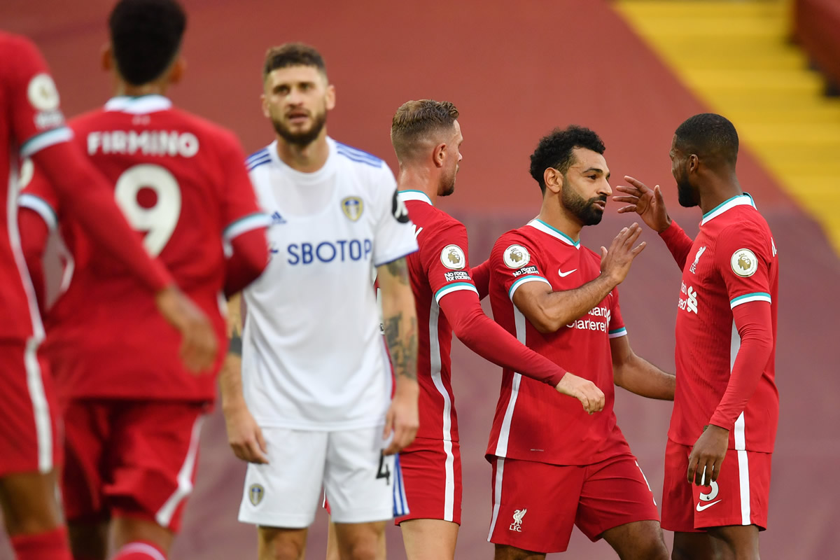 Juegazo en Anfield, siete goles y lección de Bielsa a Klopp (FOTO: AFP)