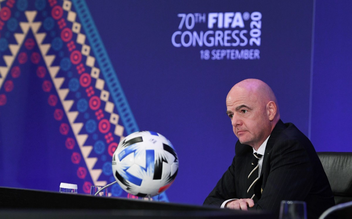 Gianni Infantino, en el 70° congreso de la FIFA. Foto: AFP