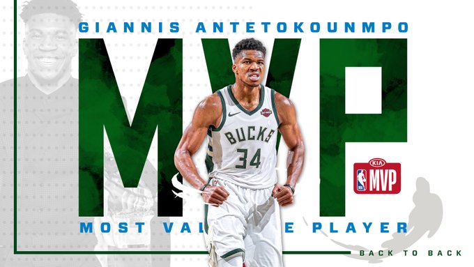 ¡DOS AL HILO! Giannis Antetokounmpo, elegido MVP de la NBA