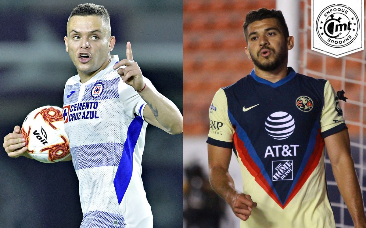 Cabecita Rodríguez y Henry Martín, contrastes marcados en el Cruz Azul vs. América. Foto: Imago7