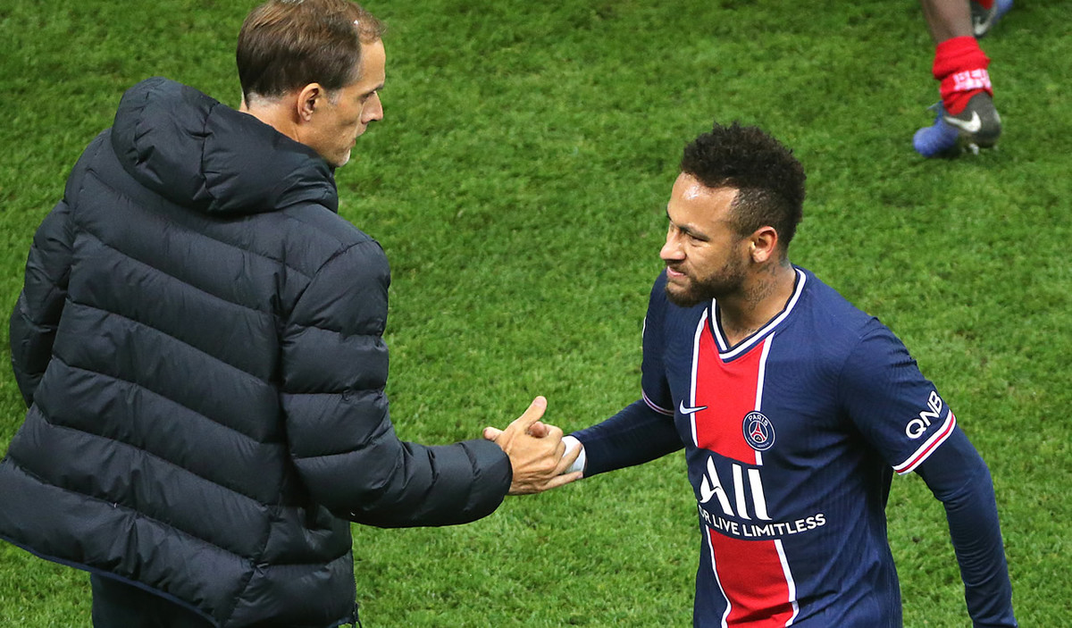 Thomas Tüchel y Neymar en la victoria del PSG frente al Stade de Reims. (AFP)