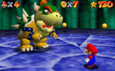 Mario enfrenta a Bowser en Super Mario 64.